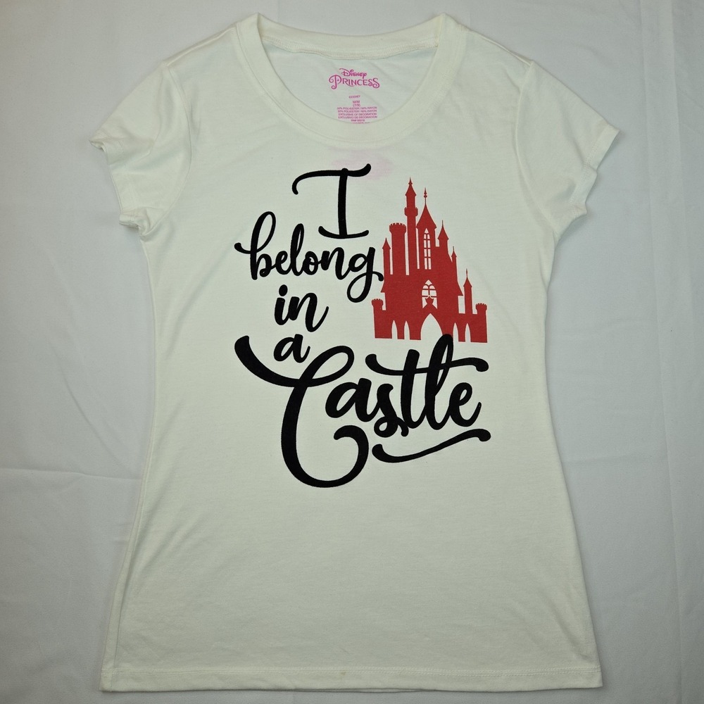 Disney Princess "I Belong in a Castle" Graphic Teeβ MEDIUM (7/9) Flock Lettering